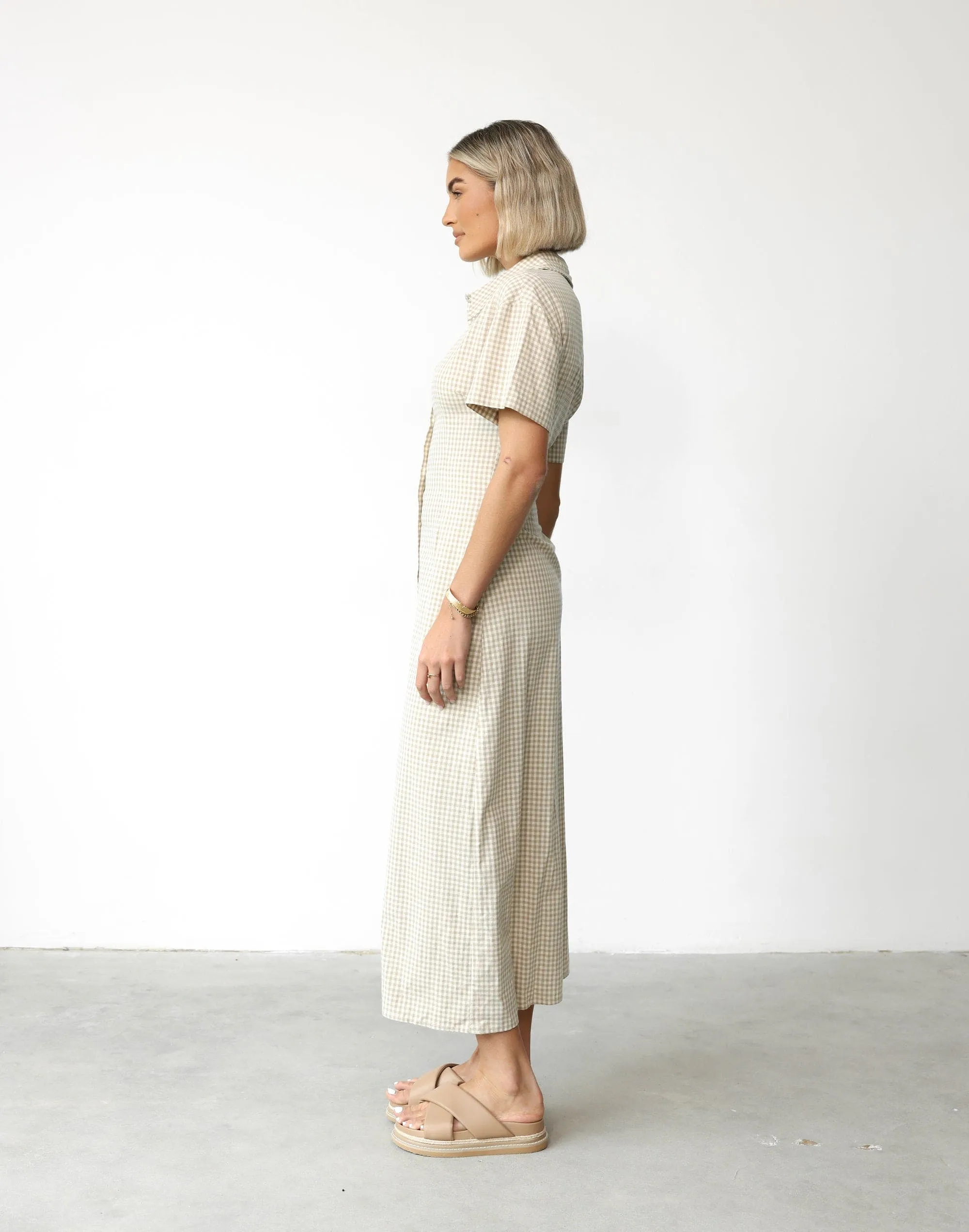 LUA MAXI DRESS (BEIGE GINGHA