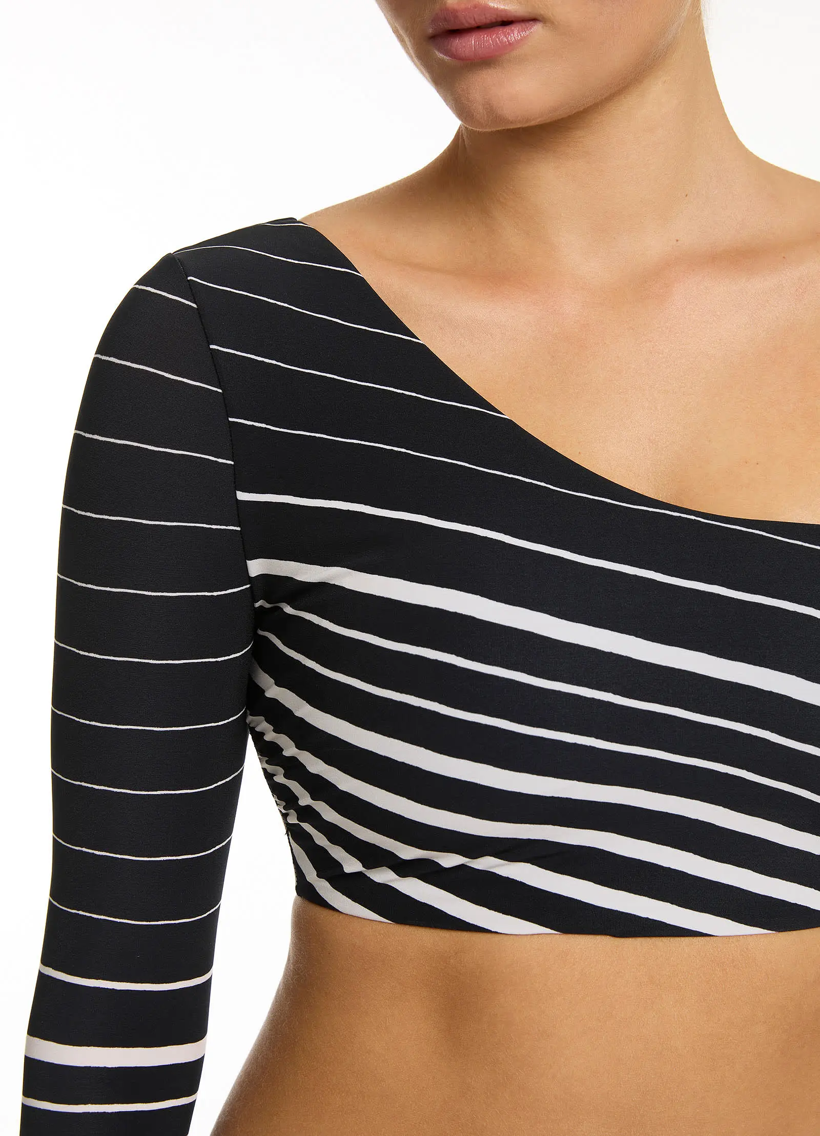 Lunar Stripe Lunar Stripe One Shoulder Top - Black/Chalk