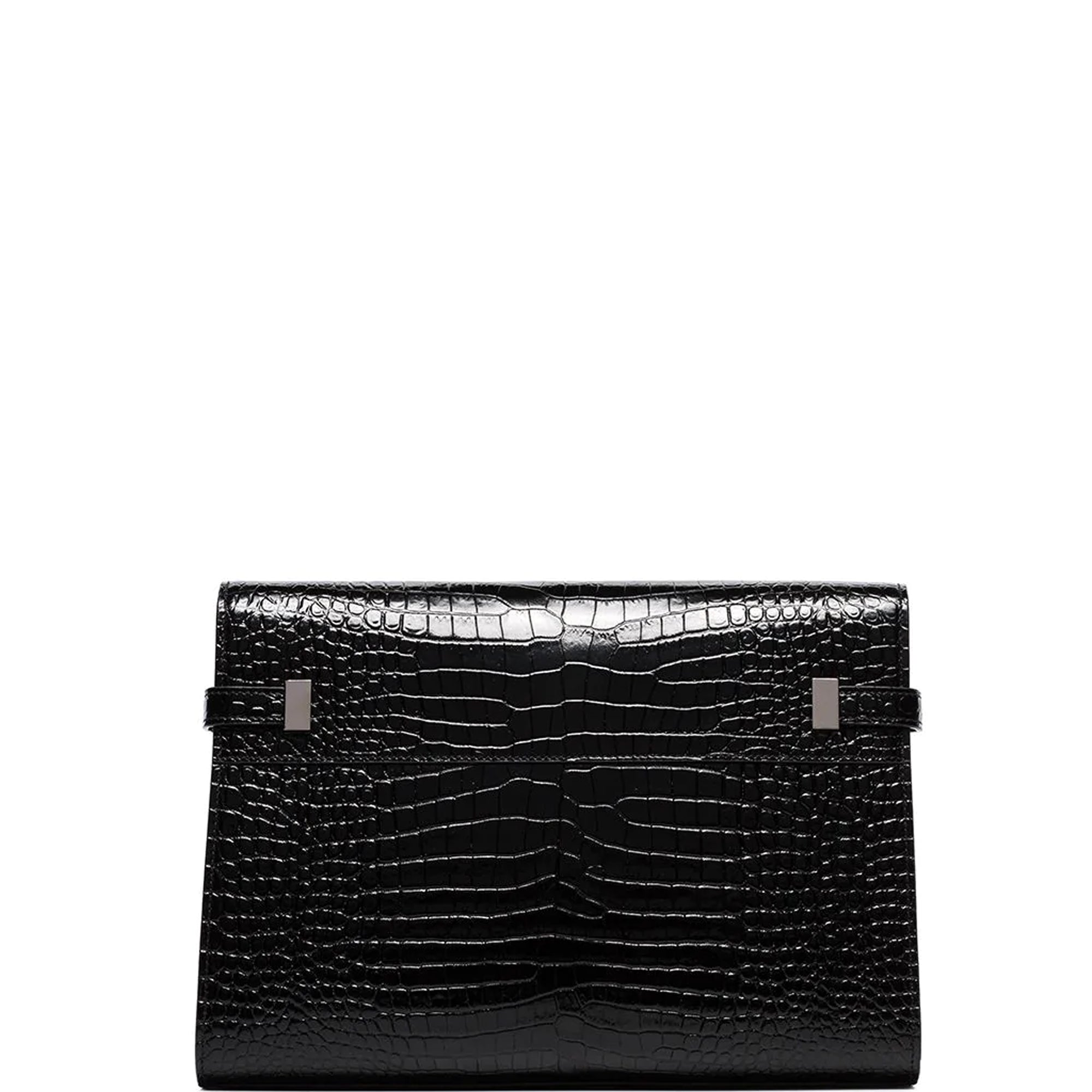 Manhattan Baguette Glossy Croc, Black/Silver