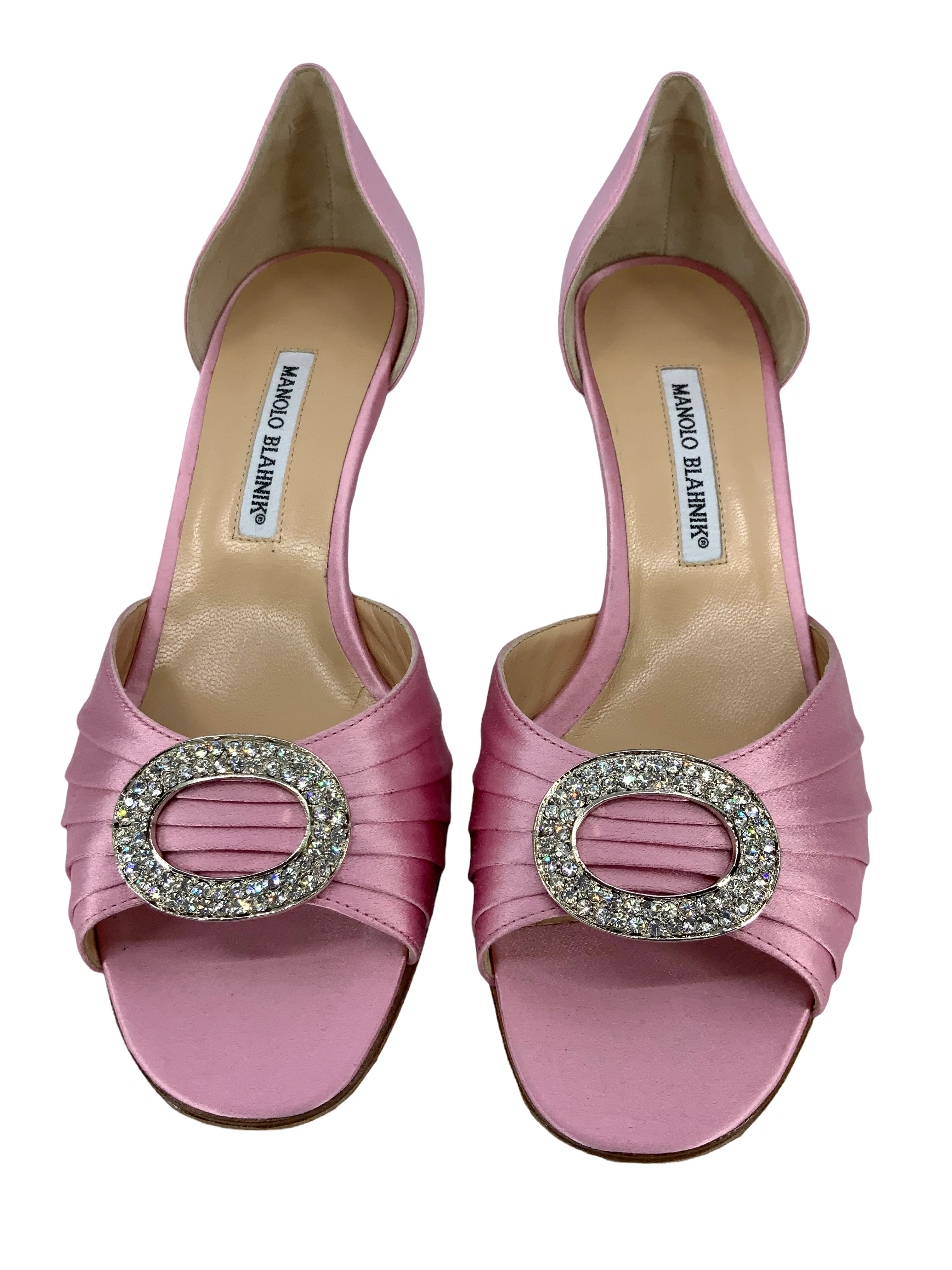 Manolo Blahnik Sedaraby Embellished Satin d'Orsay Pumps Size 10.5