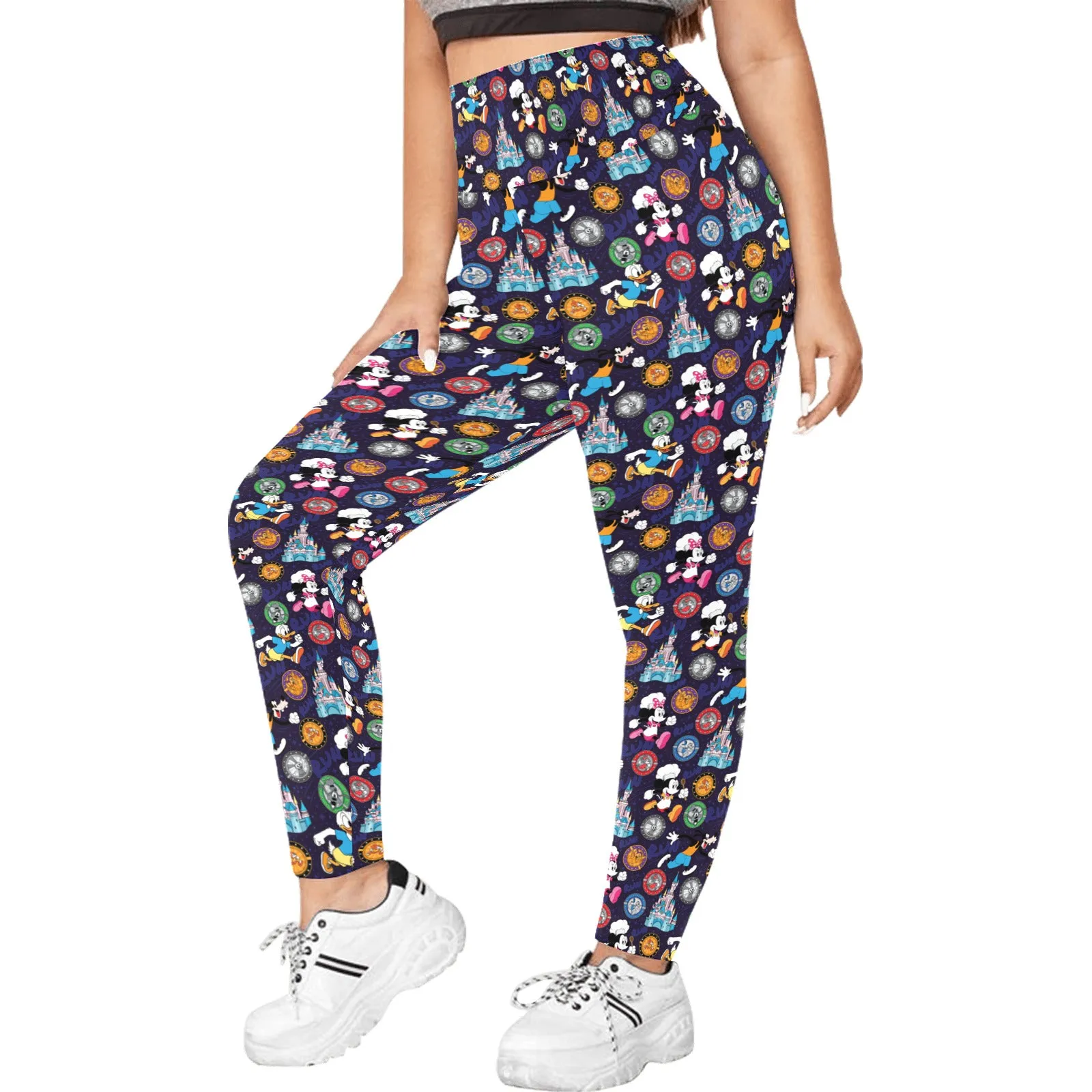 Mickey Wine And Dine Race Women's Plus Size Athletic Leggings