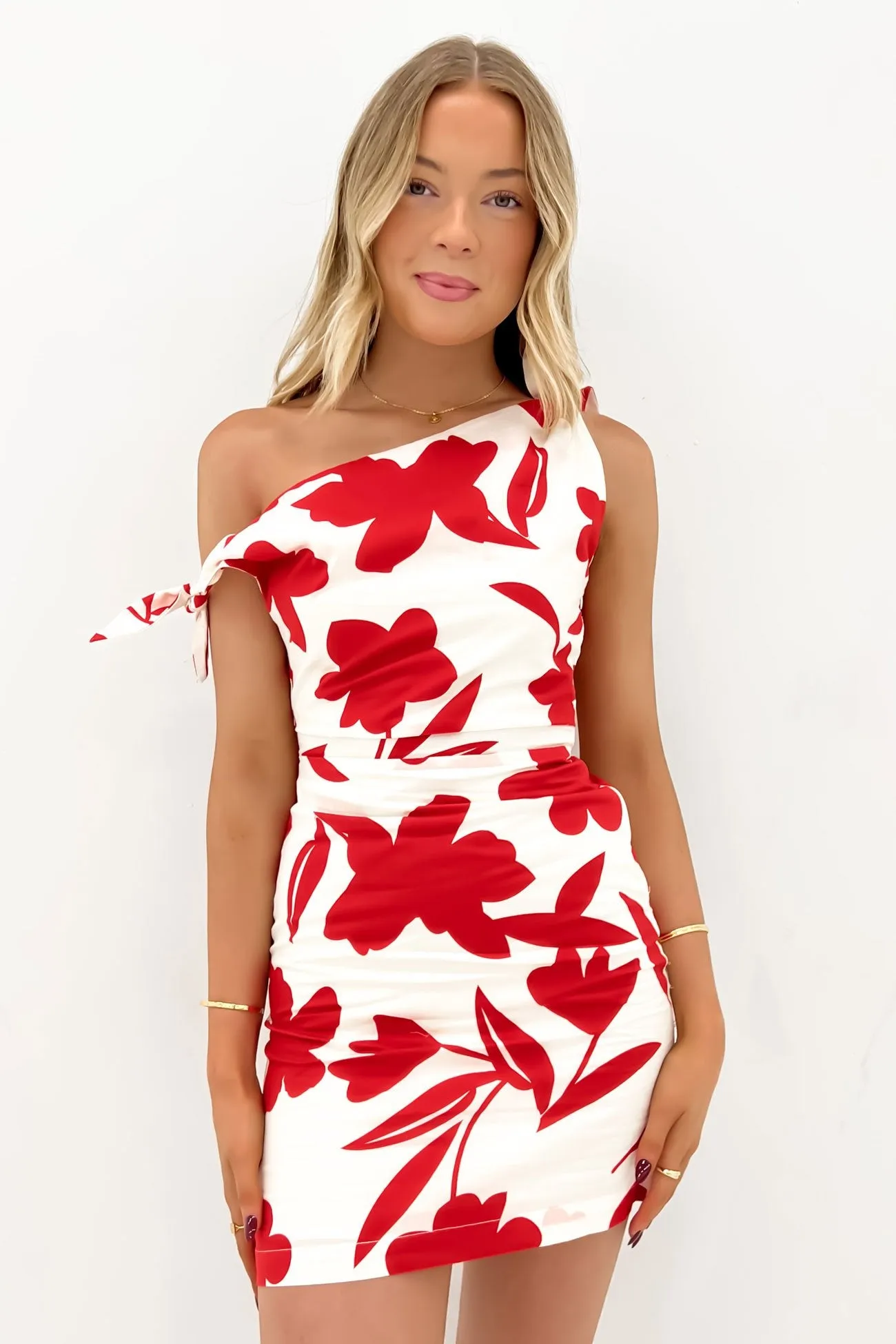 Neela Mini Dress Red Flowers