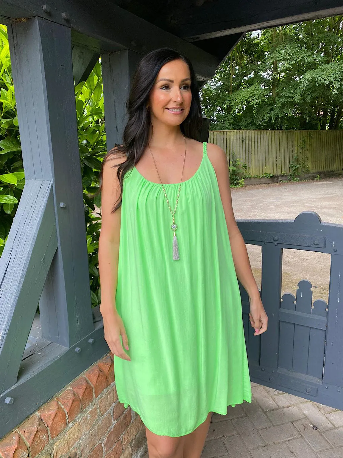 Neon Plait Strap Summer Dress Erin