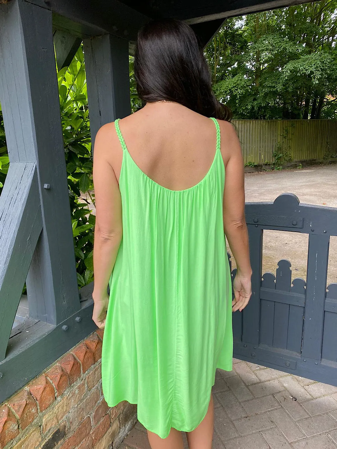 Neon Plait Strap Summer Dress Erin