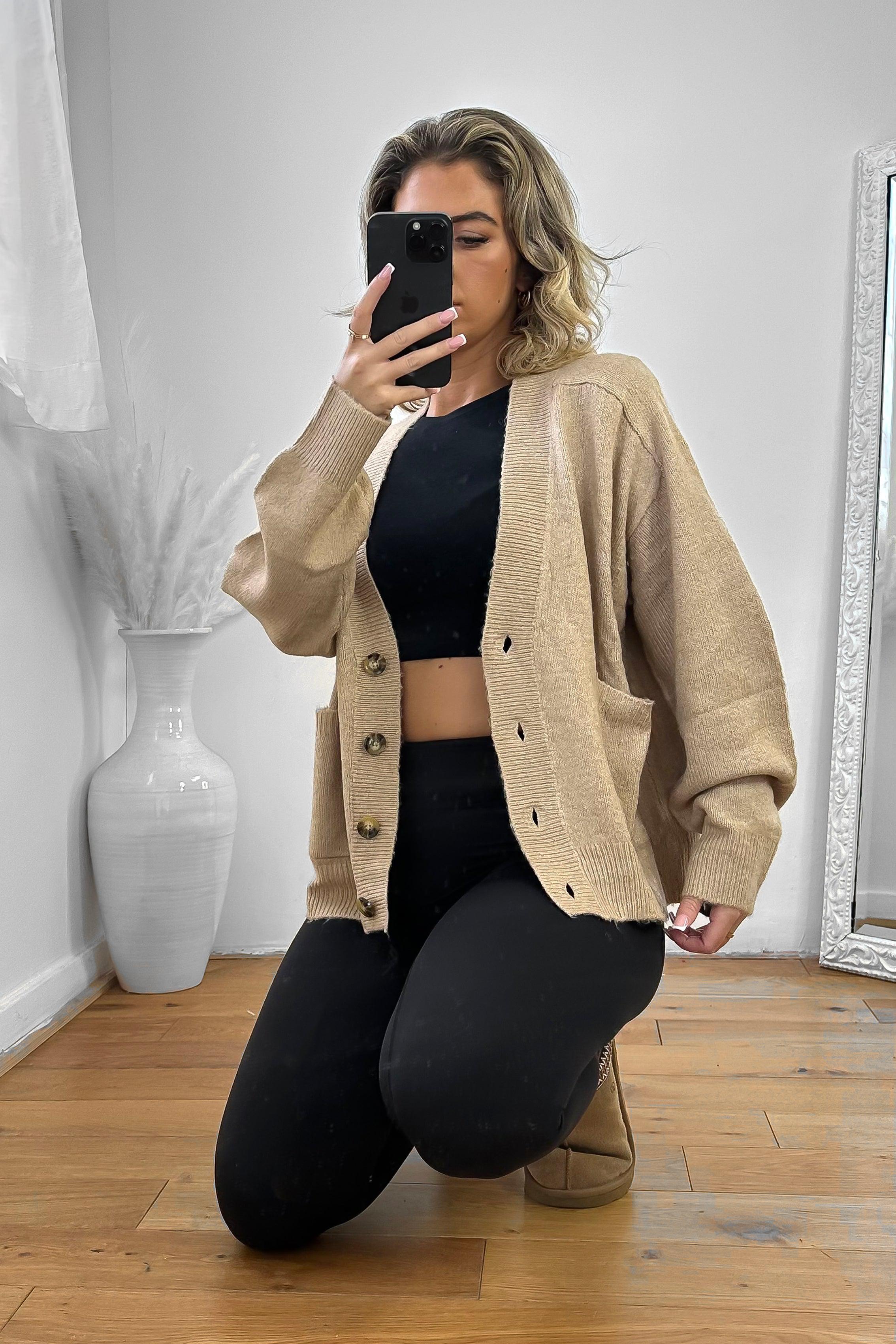 Open Side Pockets Boyfriend Style Cardigan