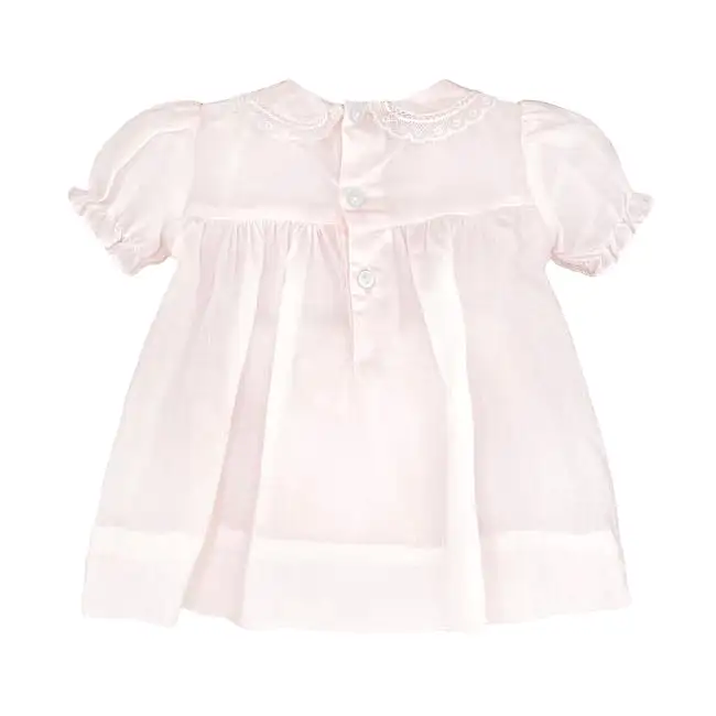 Petit Ami & Zubels Fully Smocked Dress with Lace - Pink