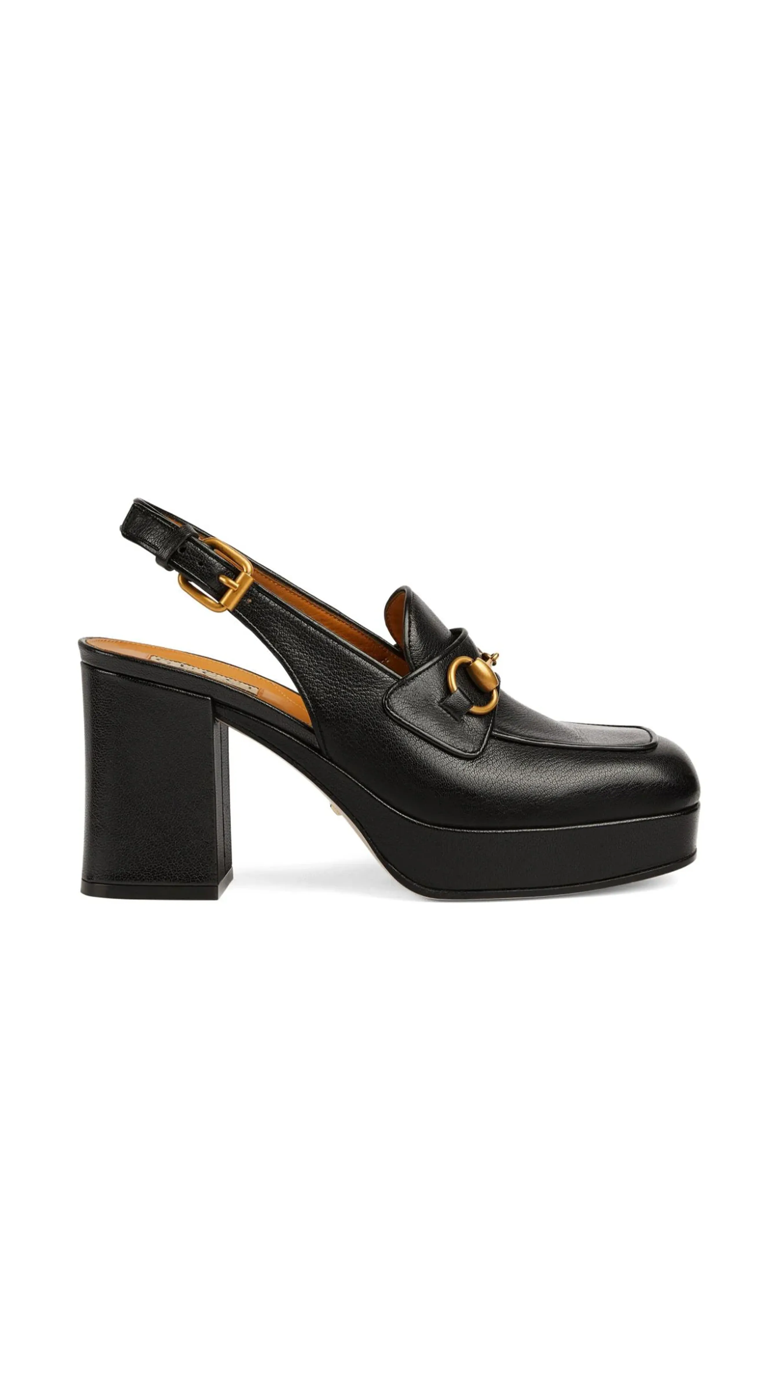 Platform Horsebit Leather Mule - Black