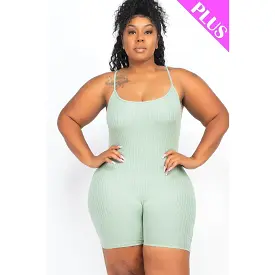 Plus Size Ribbed Bodycon Romper