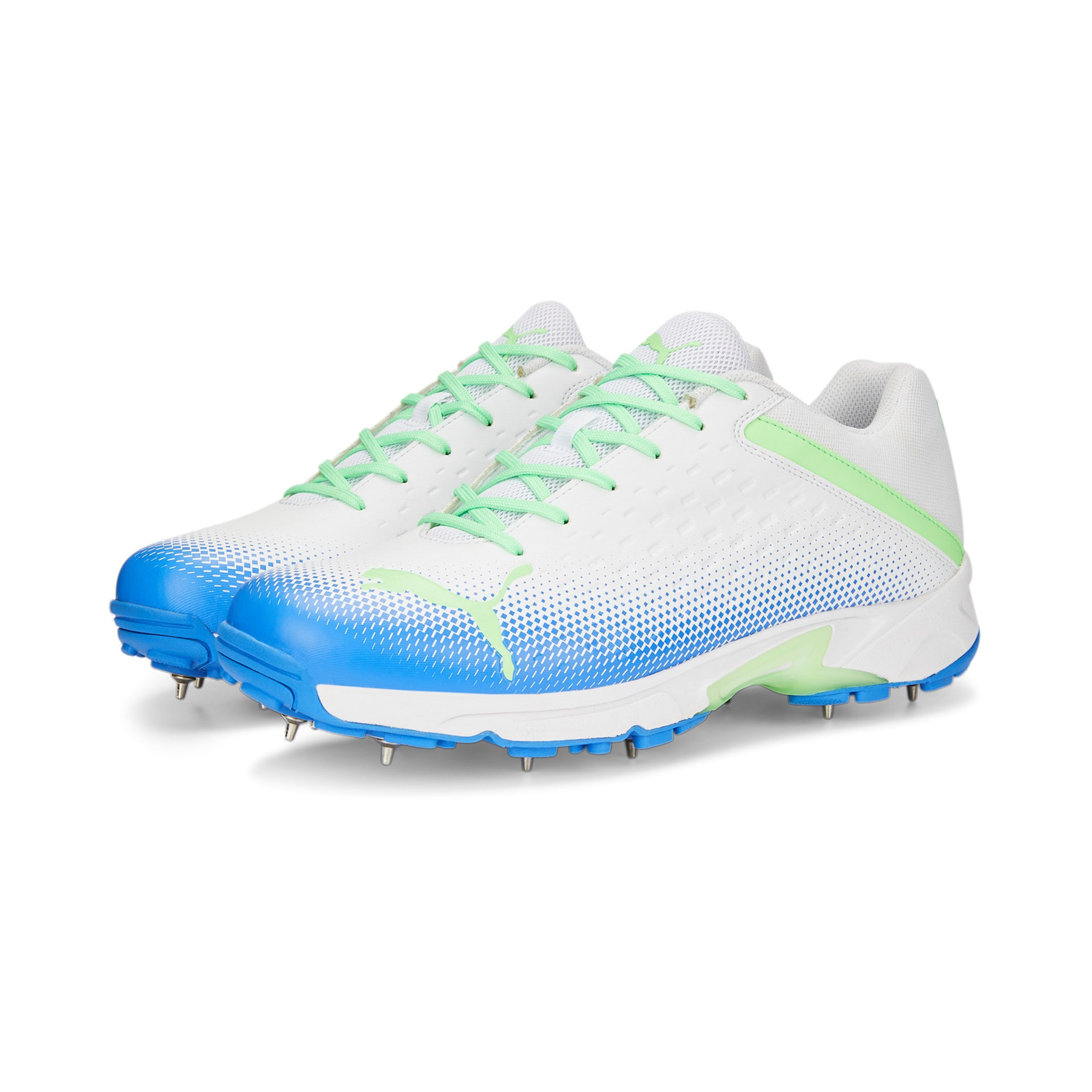 Puma 22.2 Spike Cricket Shoes - White/Green/Bluemazing