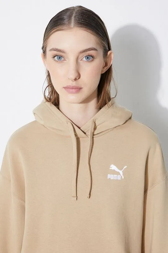 Puma cotton sweatshirt BETTER CLASSIC women's beige color hooded 624227