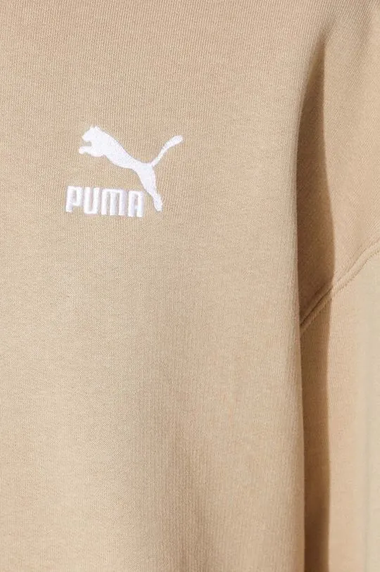 Puma cotton sweatshirt BETTER CLASSIC women's beige color hooded 624227