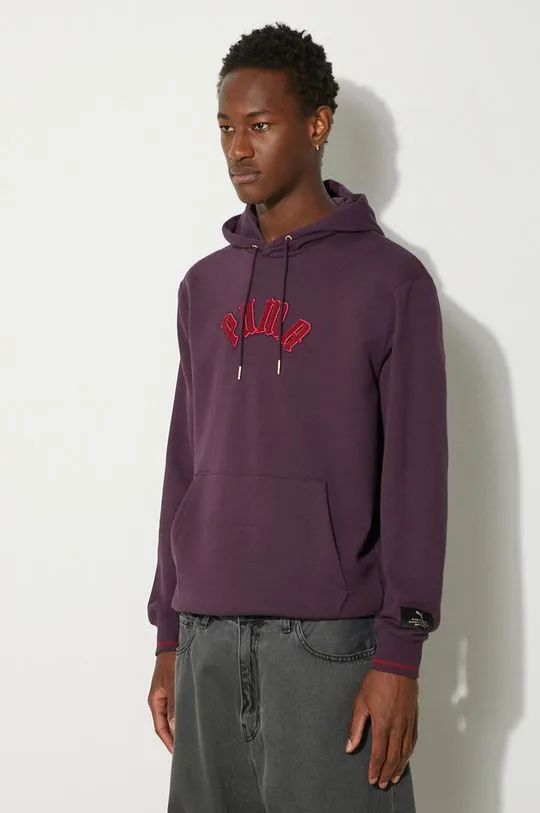 Puma cotton sweatshirt Classics Play Paris Hoodie men's violet color hooded 626766