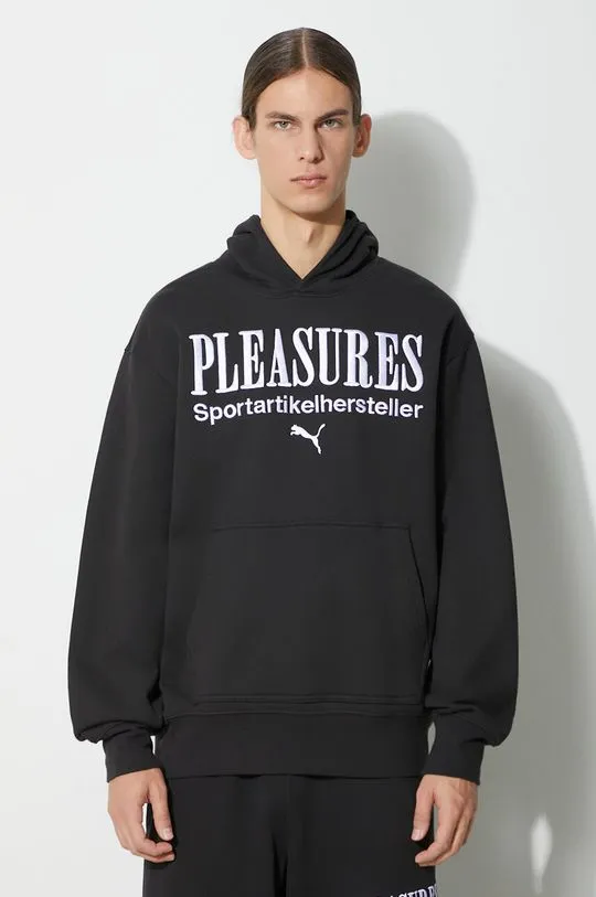 Puma cotton sweatshirt PUMA x PLEASURES Graphic Hoodie men's black color 620879