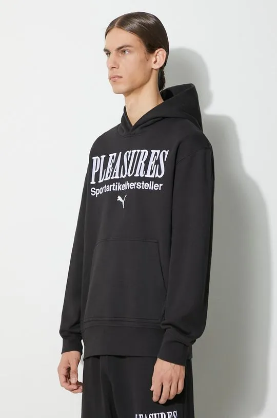 Puma cotton sweatshirt PUMA x PLEASURES Graphic Hoodie men's black color 620879