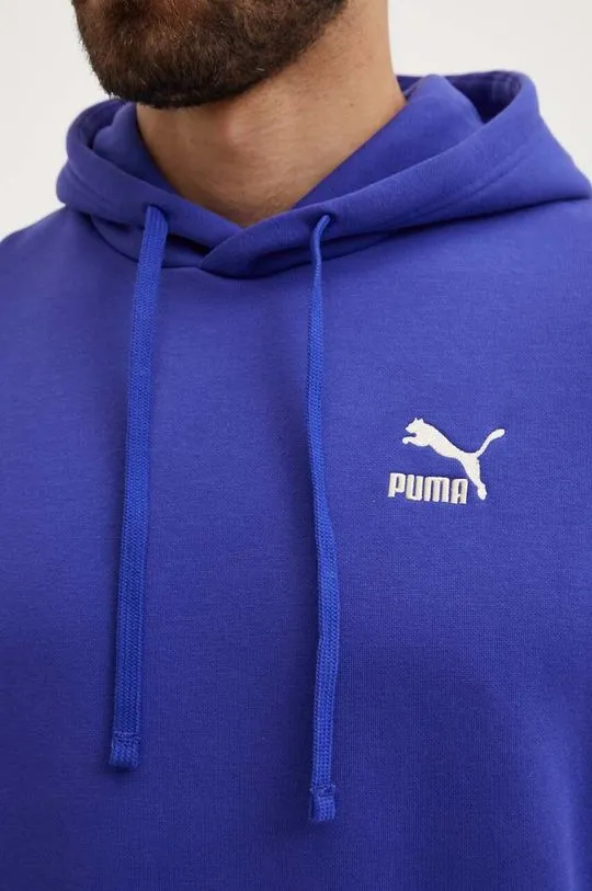 Puma sweatshirt Classics men's violet color hooded with a print 535596