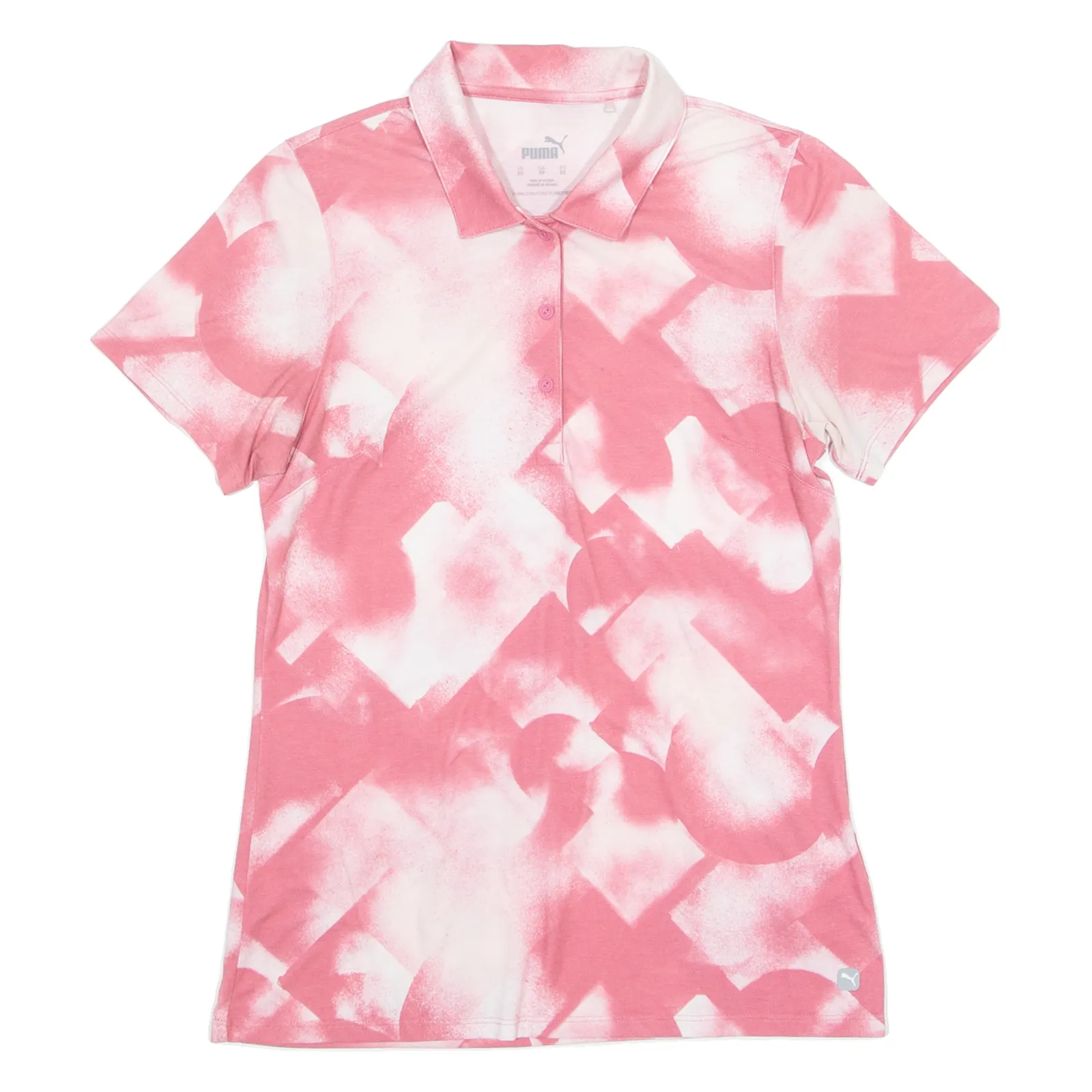 PUMA Womens Polo Shirt Pink Crazy Pattern XS