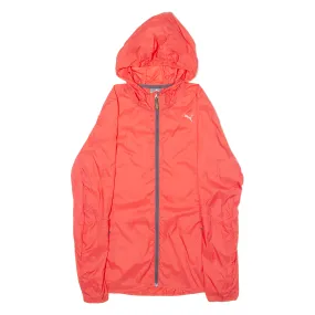 PUMA Womens Rain Jacket Red Nylon Hooded UK 10