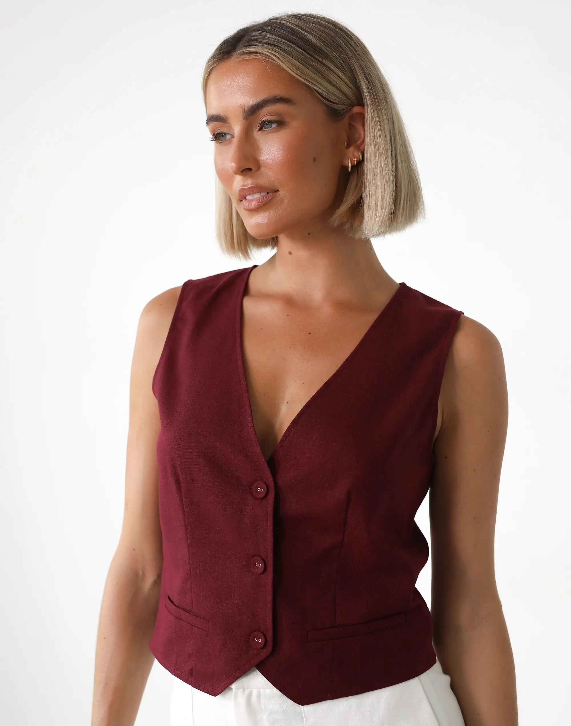 Rania Linen Vest (Shiraz)