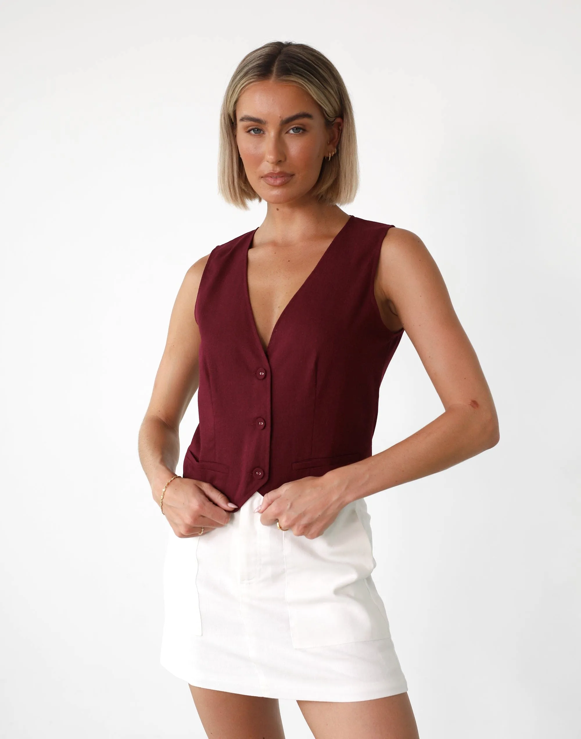 Rania Linen Vest (Shiraz)