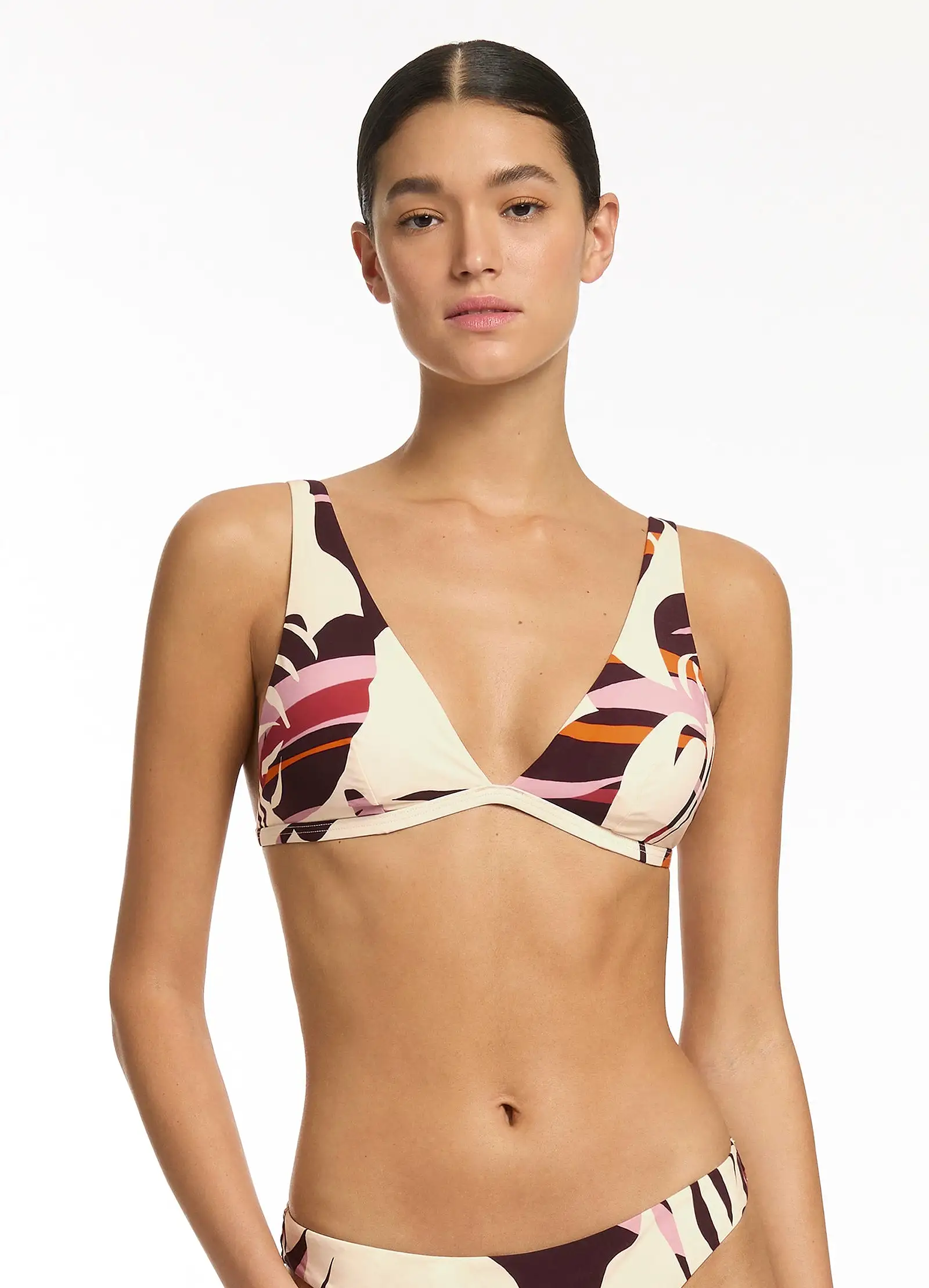 Shadow Palm Longline Triangle Bikini Top - Port