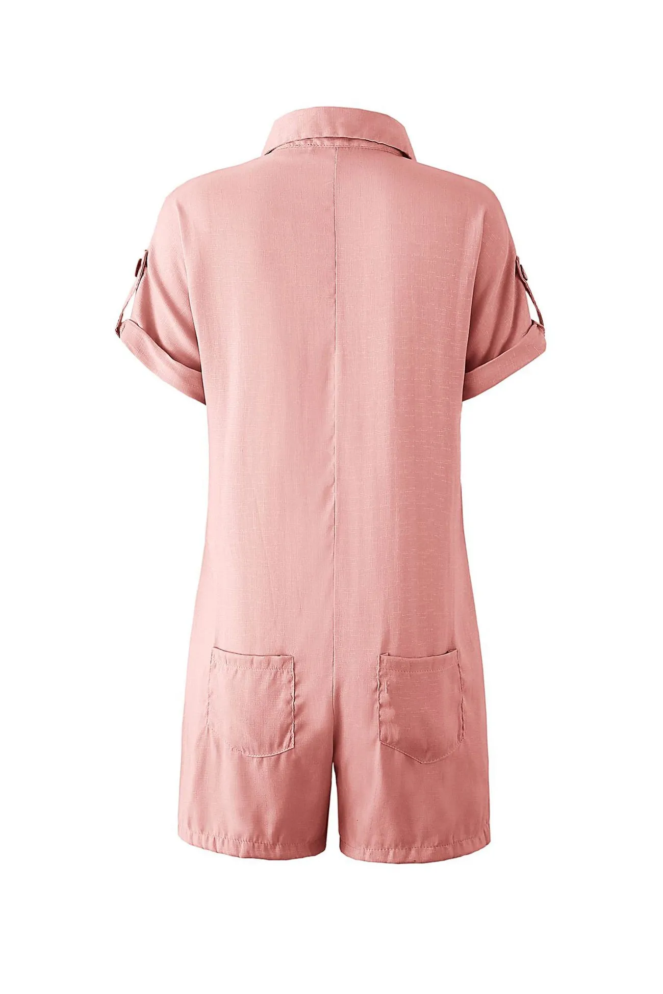 Single-breasted Pocketed Shirt Rompers