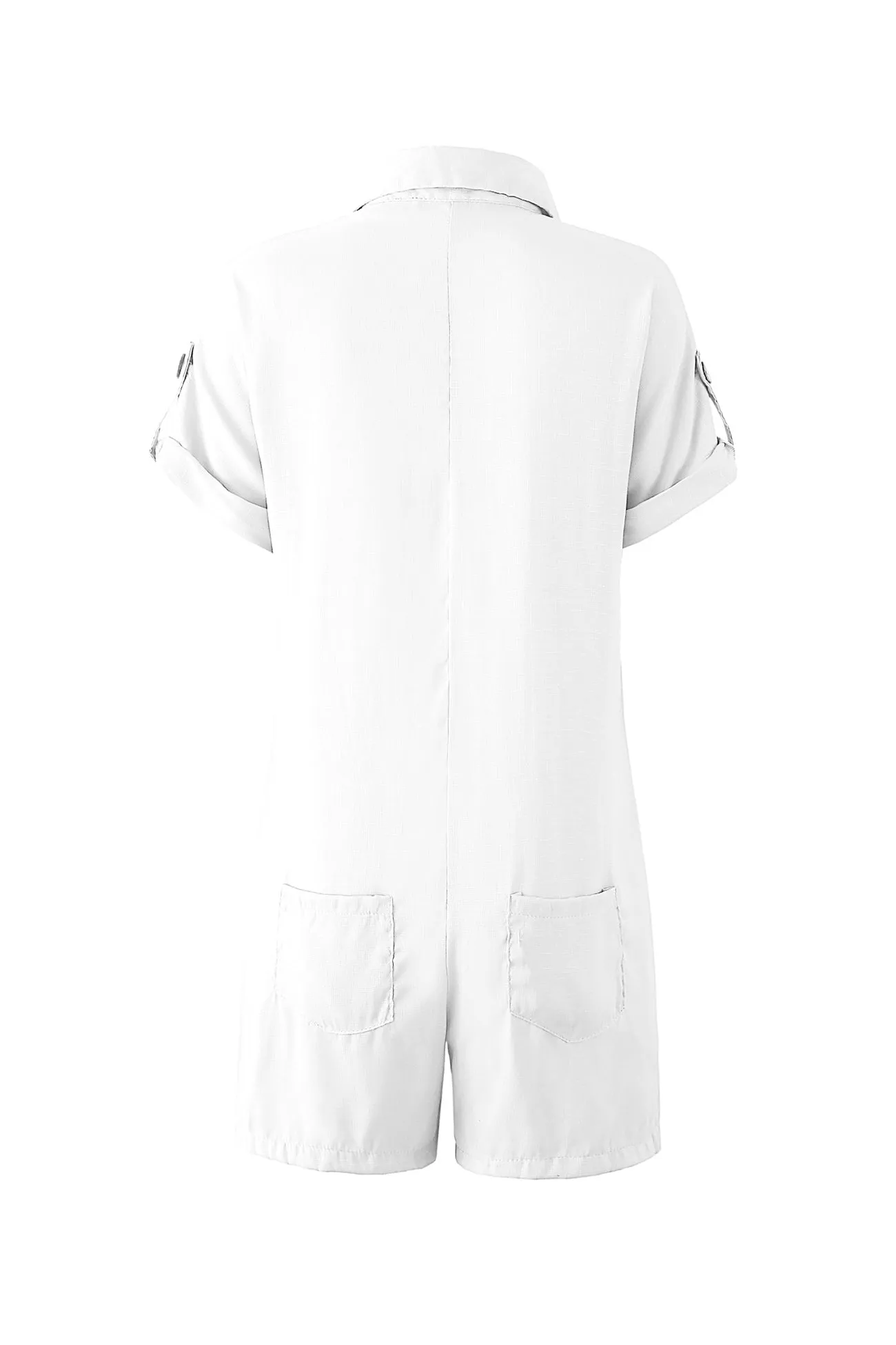 Single-breasted Pocketed Shirt Rompers