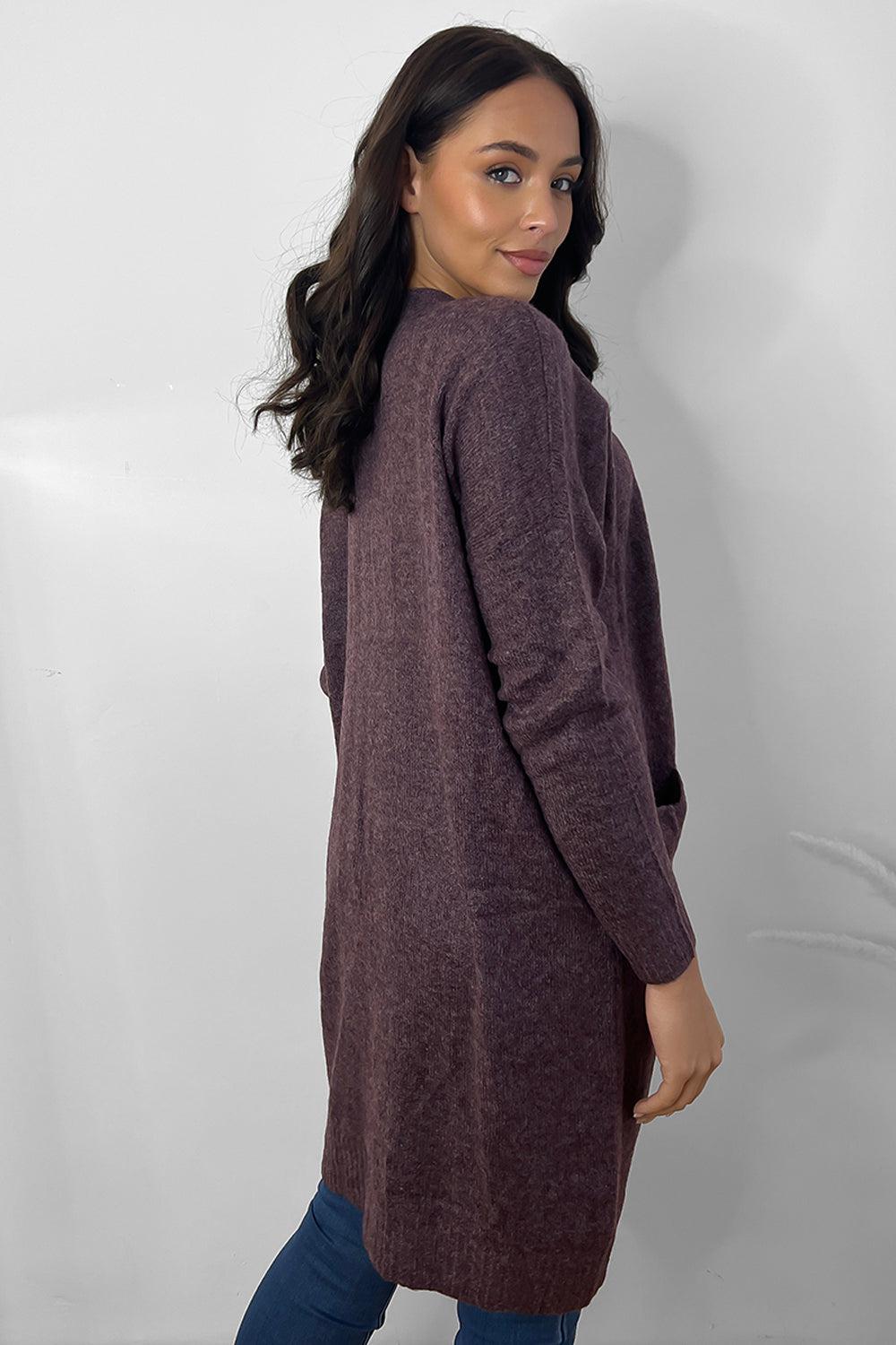 Slip Pockets To Side Open Front Batwing Cardigan