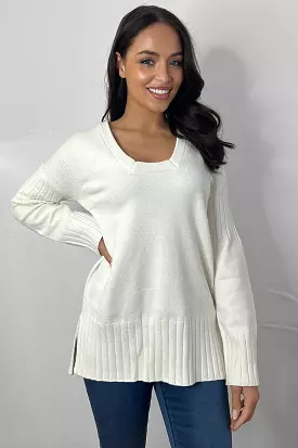 Square Neck Split Sides Pullover