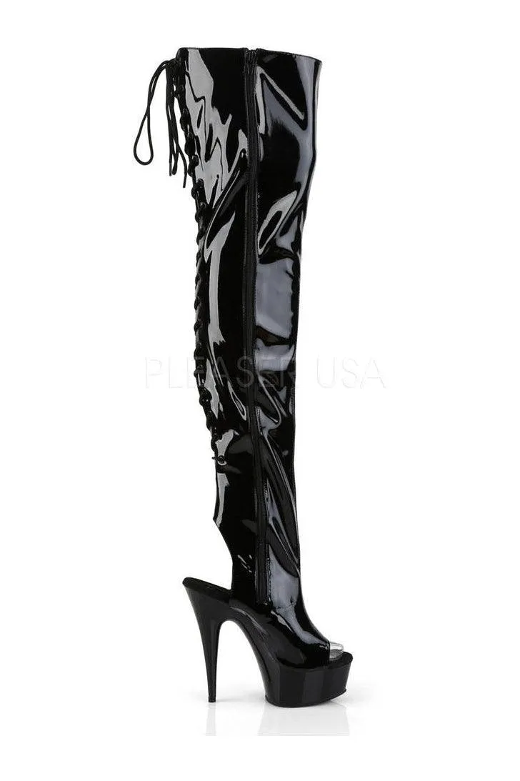 SS-DELIGHT-3017 Platform Boot  | Black Patent