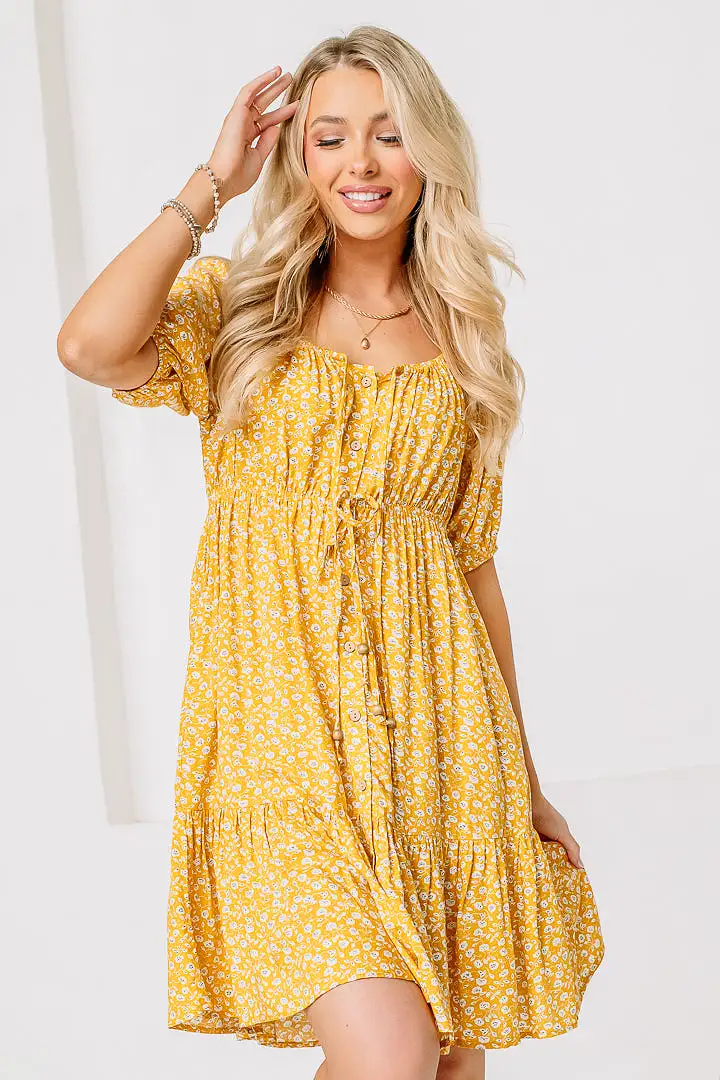 Sunflower Queen Floral Mini Dress