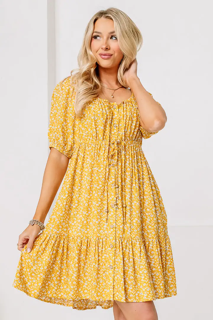 Sunflower Queen Floral Mini Dress