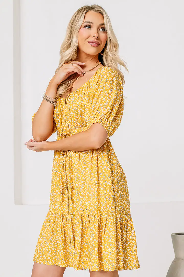 Sunflower Queen Floral Mini Dress