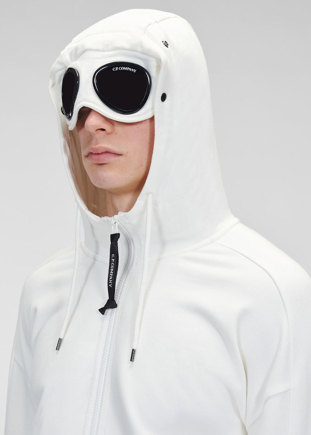 Sweat-shirt zippé C.P. Company goggle blanc