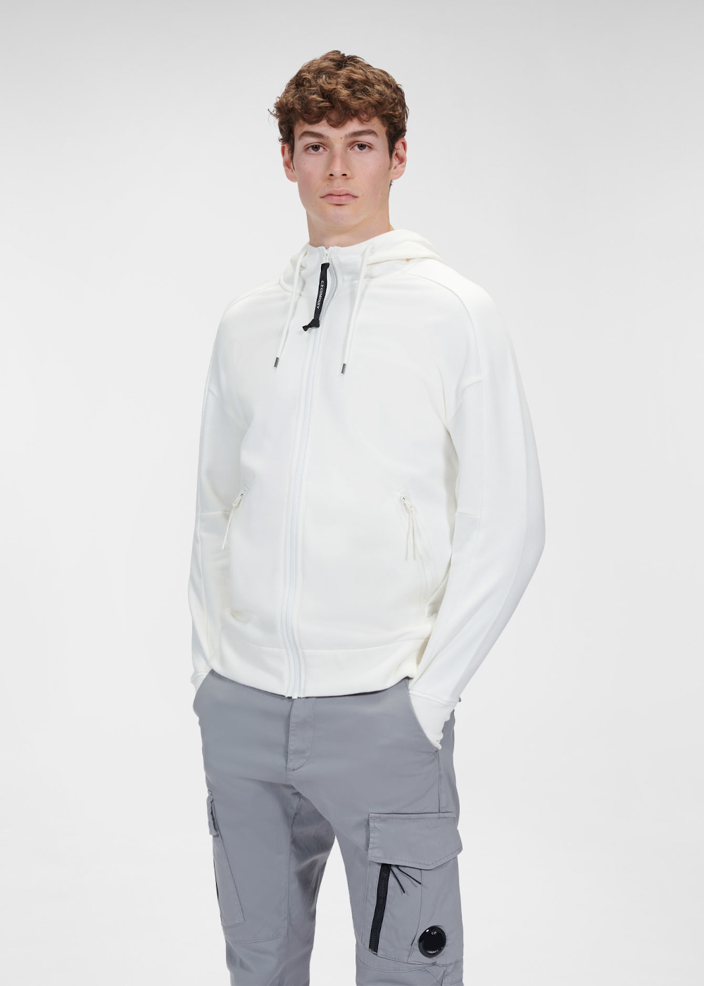 Sweat-shirt zippé C.P. Company goggle blanc