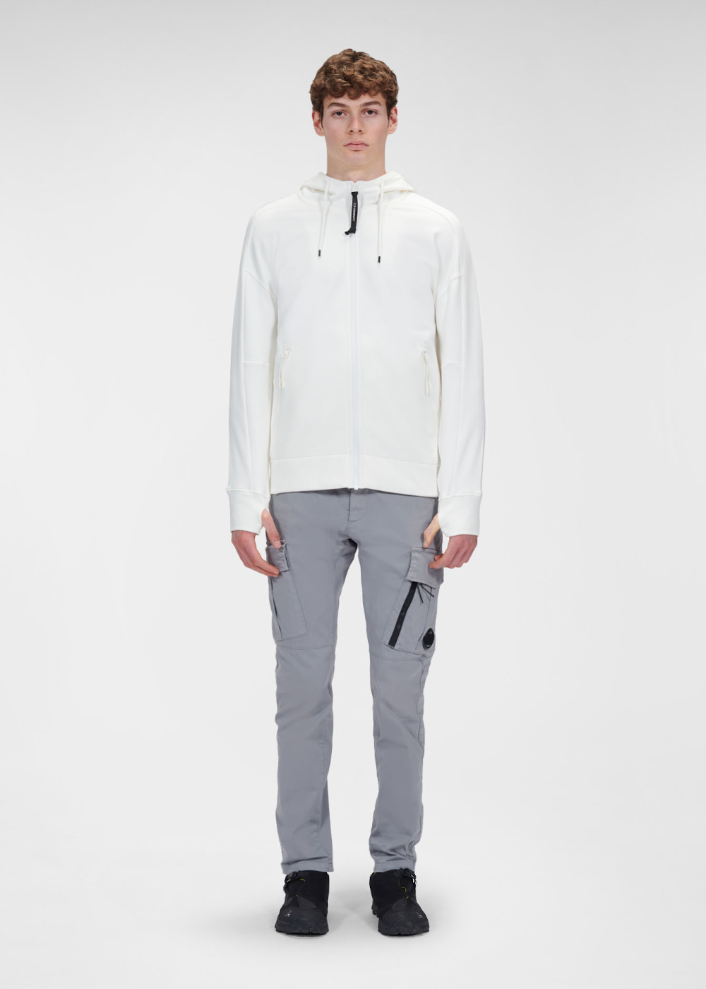 Sweat-shirt zippé C.P. Company goggle blanc