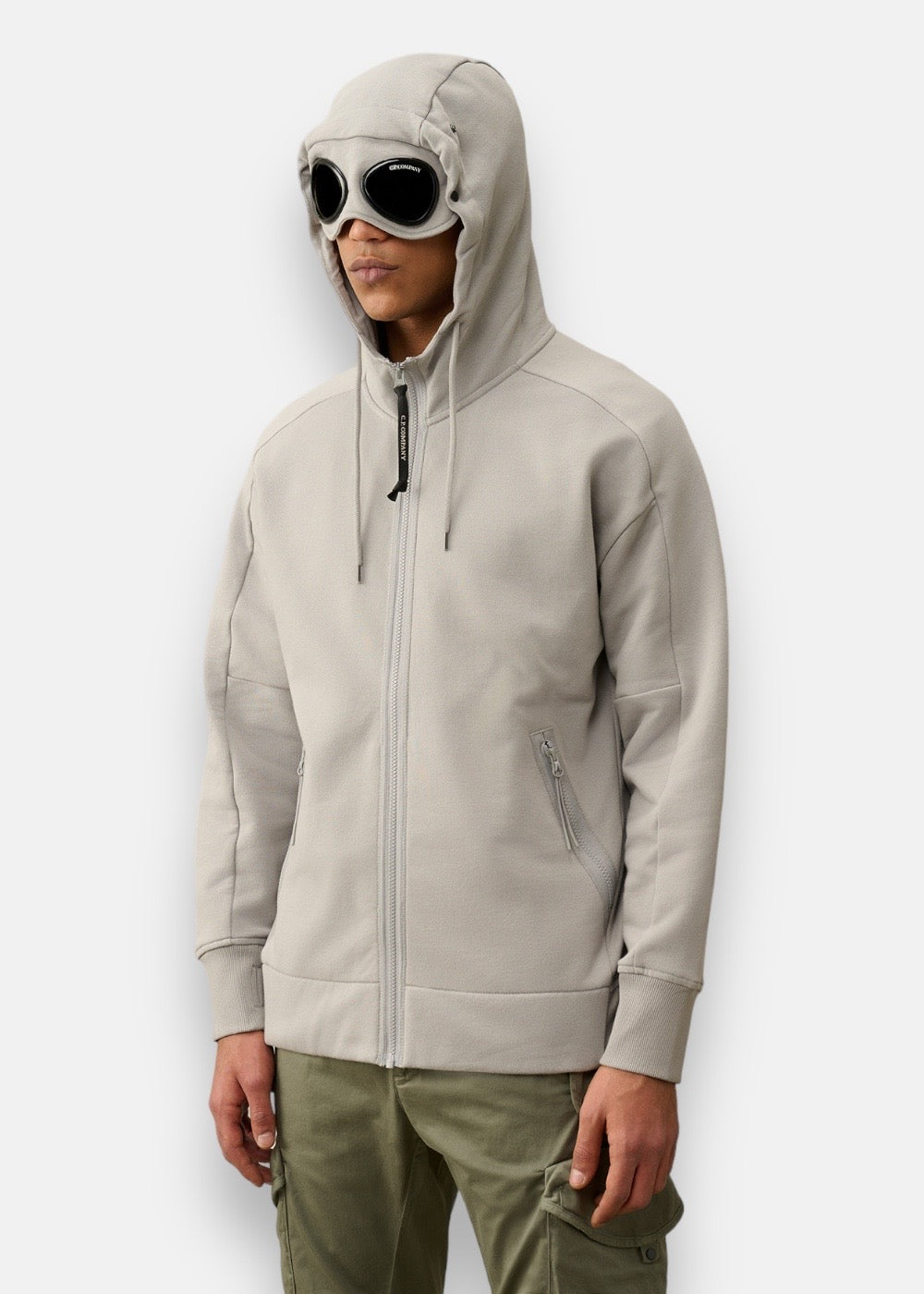 Sweat-shirt zippé C.P. Company goggle drizzle gris