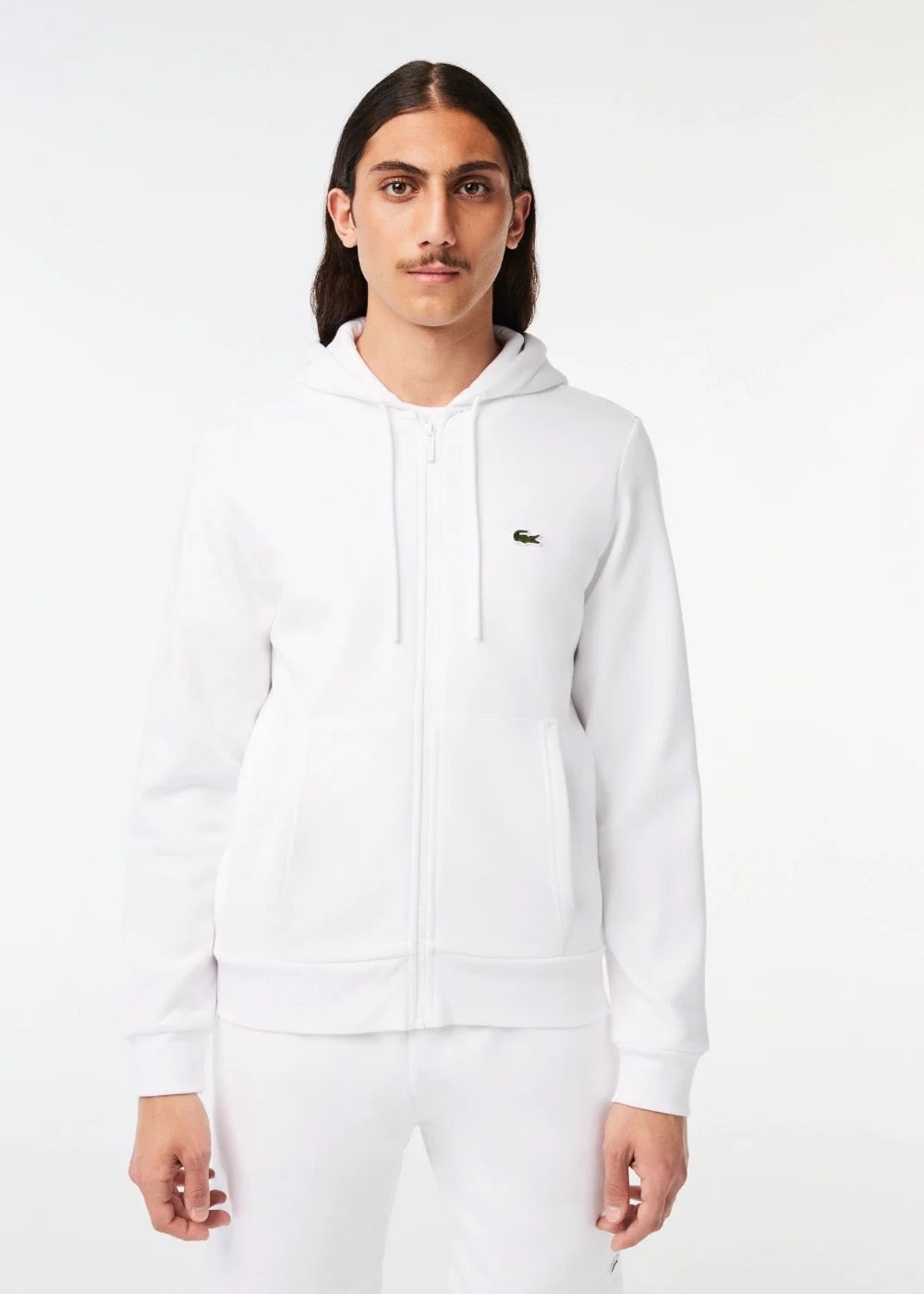 Sweat-shirt zippé Lacoste blanc