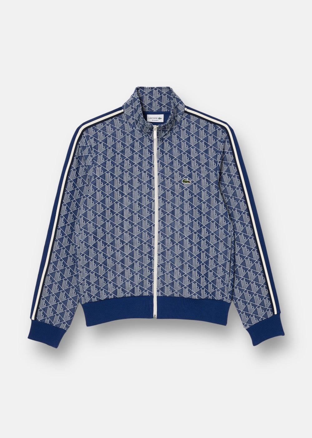 Sweat-shirt zippé Lacoste monogramme bleu