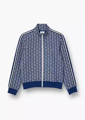 Sweat-shirt zippé Lacoste monogramme bleu