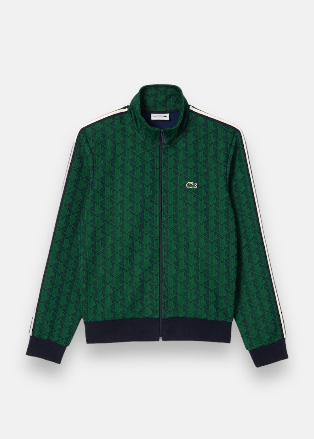 Sweat-shirt zippé Lacoste paris jacquard monogramme Vert