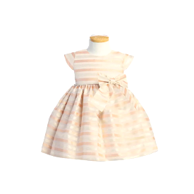 Sweet Kids Inc Striped Organza Dress With Bow