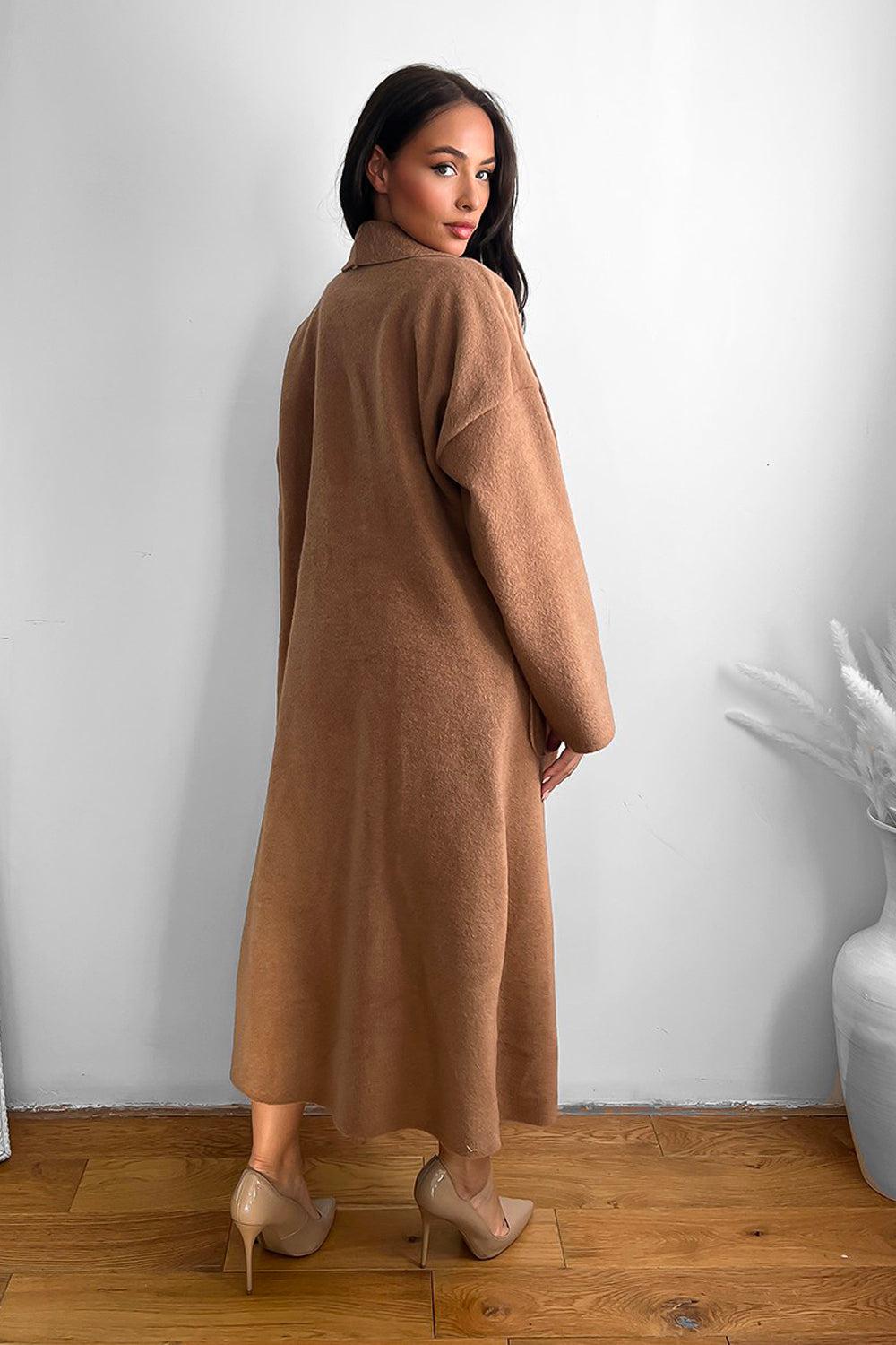 Thick Knit Side Pockets Maxi Cardigan