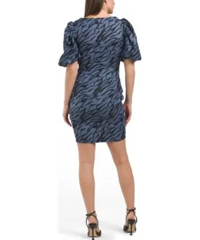 Tj Maxx Puff Sleeve Jacquard Mini Dress For Women