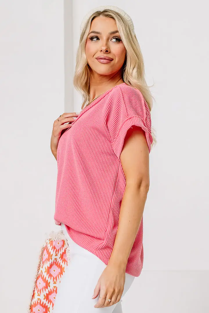 Urban Ribbed Top | Coral