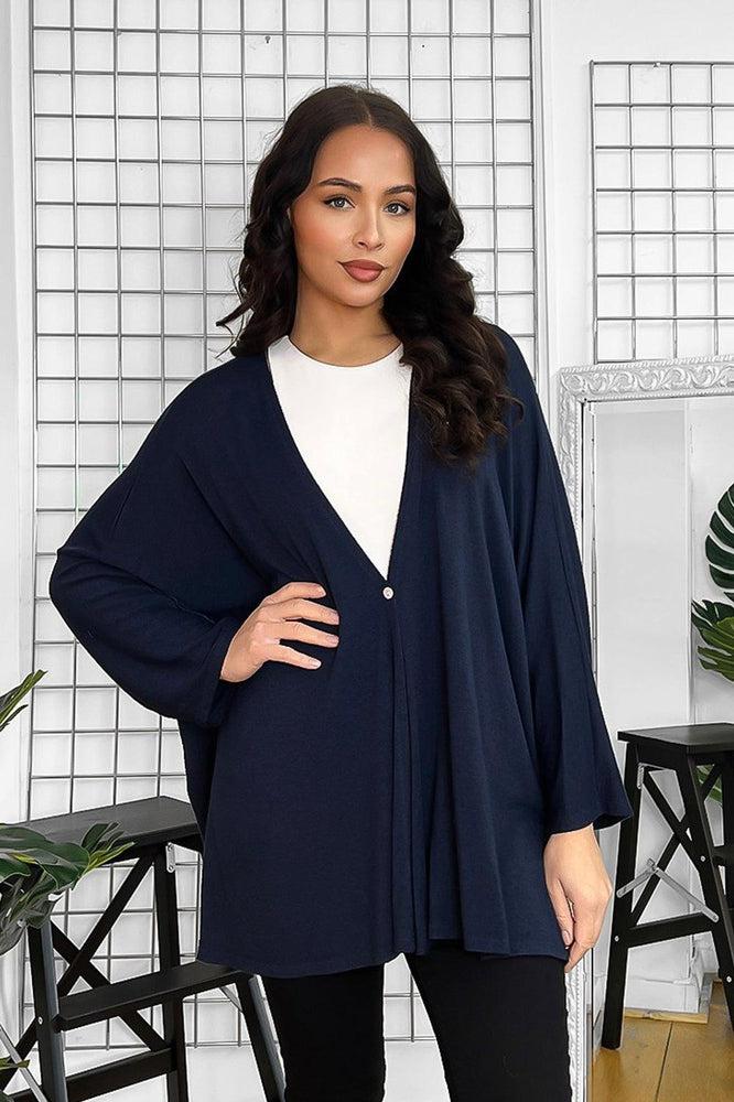 V-Neck Relaxed Fit Single Button Cardigan