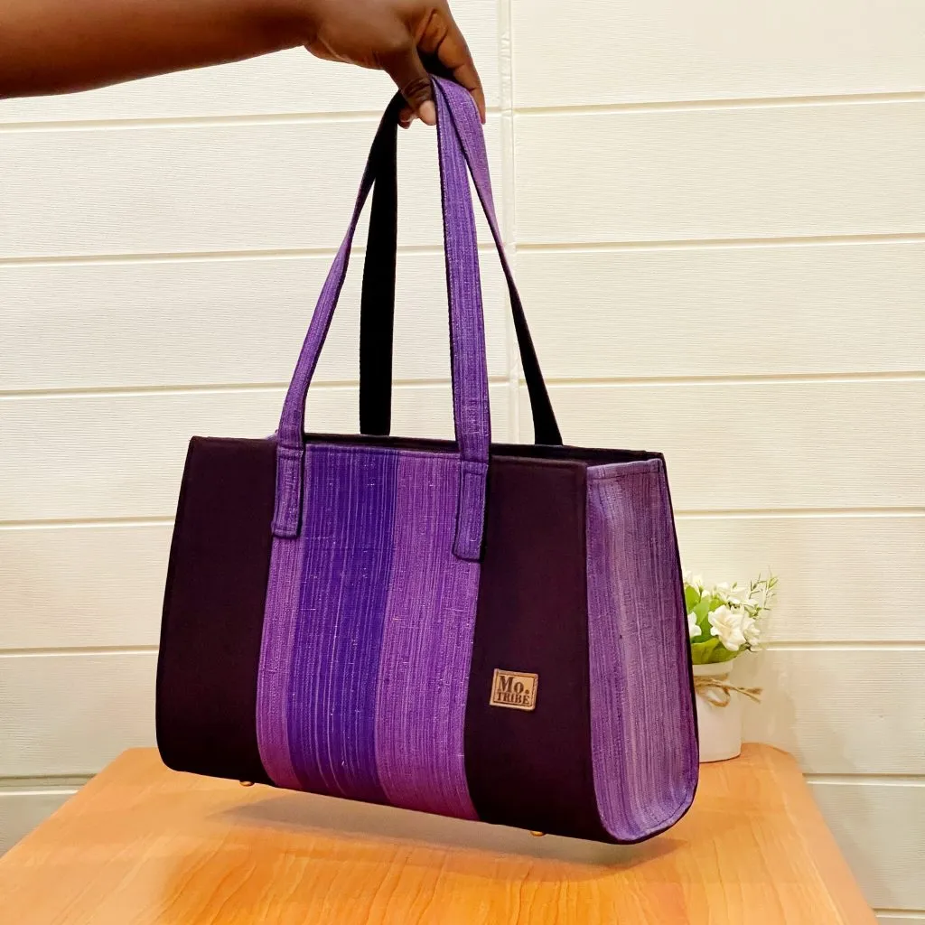 Verlon Bags with Hand weaved fabric Fugu, Top Zipper closure, and inner side pocket