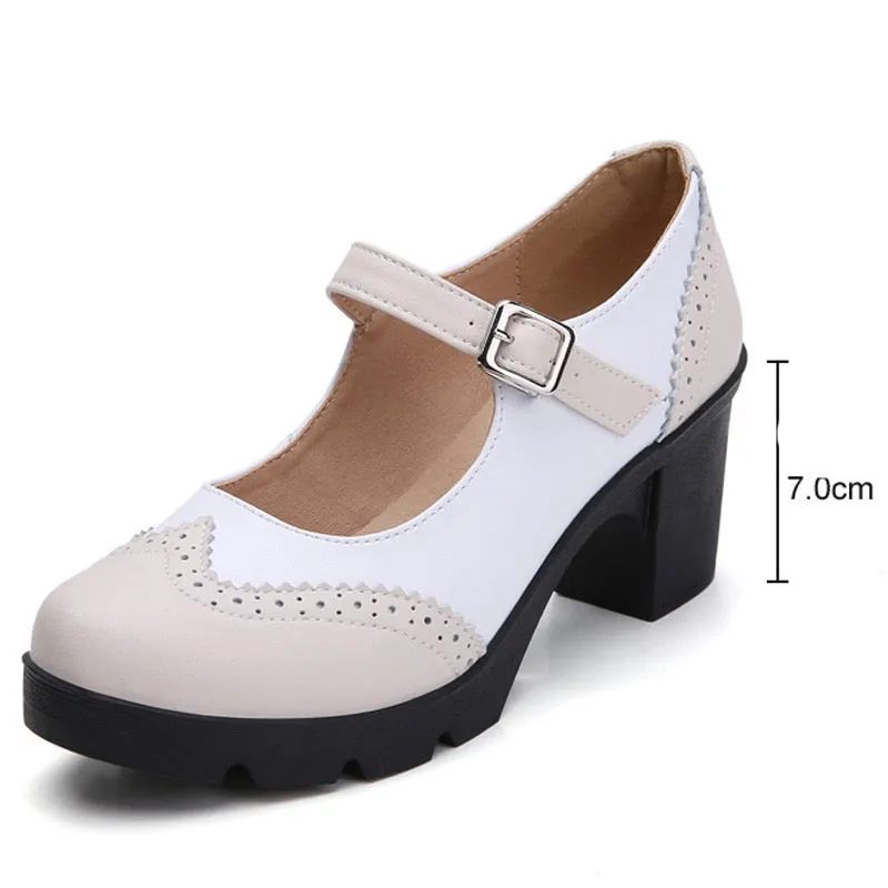 Women's Autumn Black Genuine Leather Sheepskin Round Toe High Heels