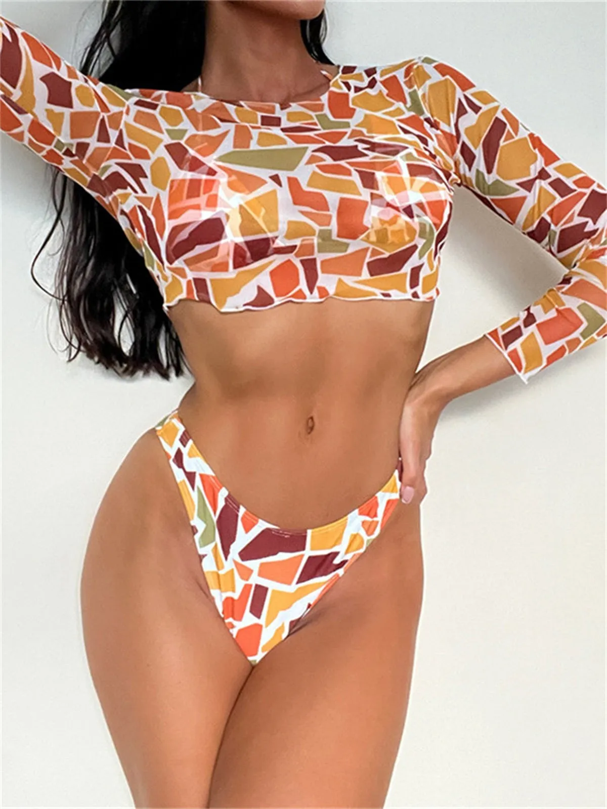 Women's Sexy Geometric Printed Push Up Beachwear Bikinis Set