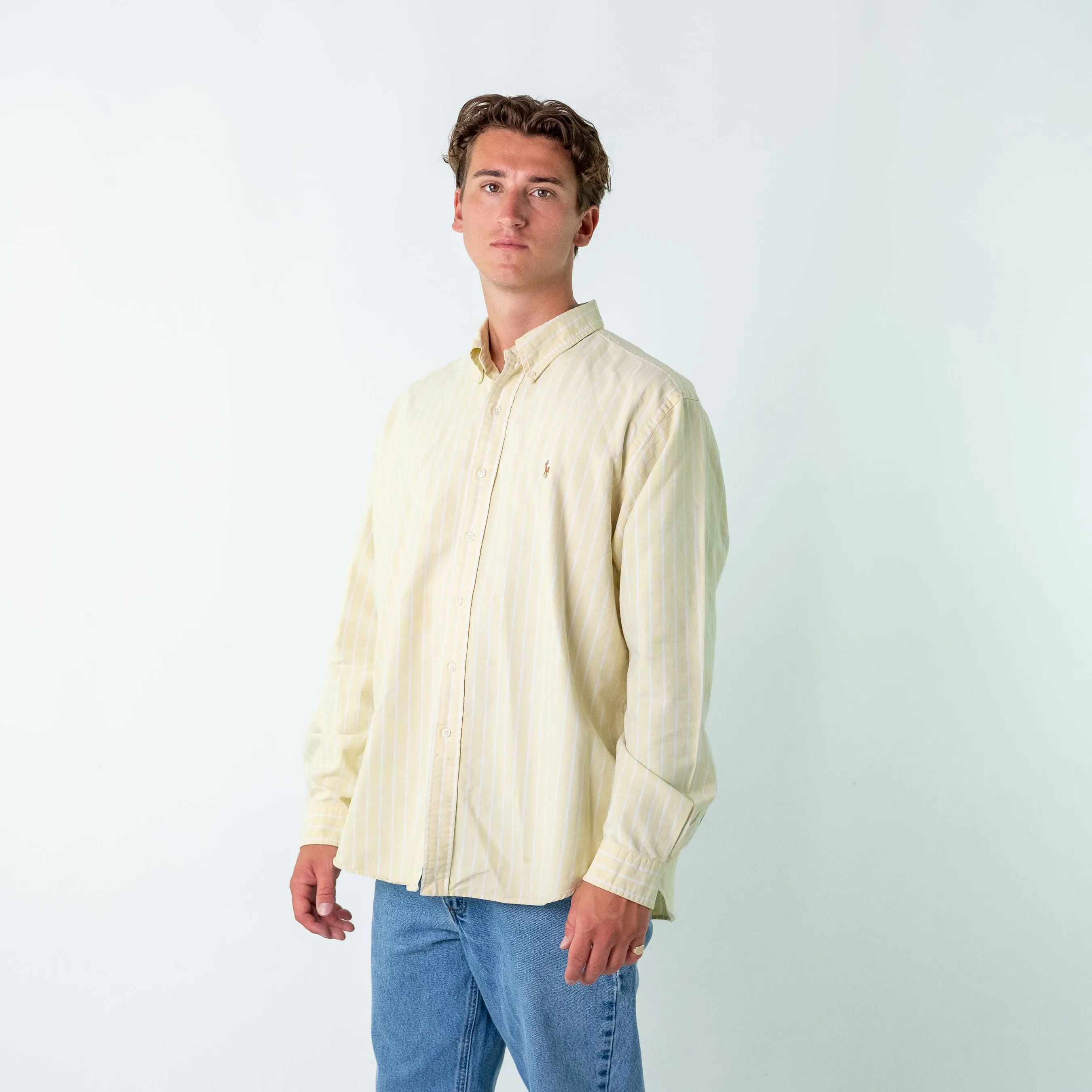 Yellow 90s Polo Ralph Lauren Longsleeve Casual Shirt (XXL)