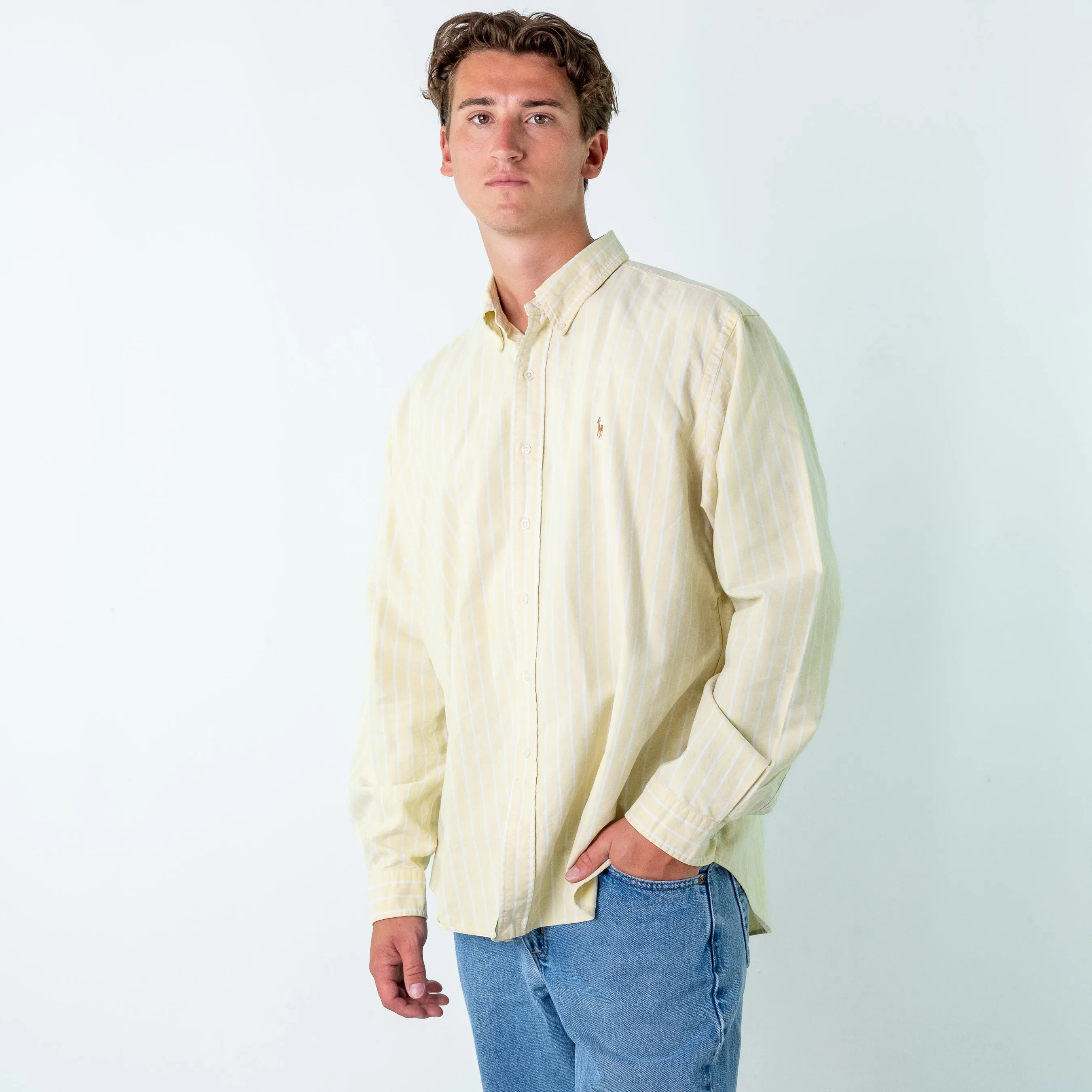 Yellow 90s Polo Ralph Lauren Longsleeve Casual Shirt (XXL)